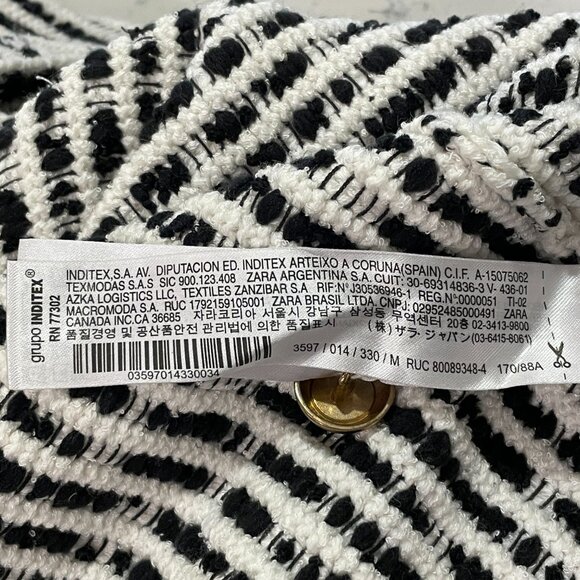 ZARA (NWT) Oversize Double Breast Long Sleeve Cardigan Sweater Jacket, BLK/WHT-M - Picture 10 of 13